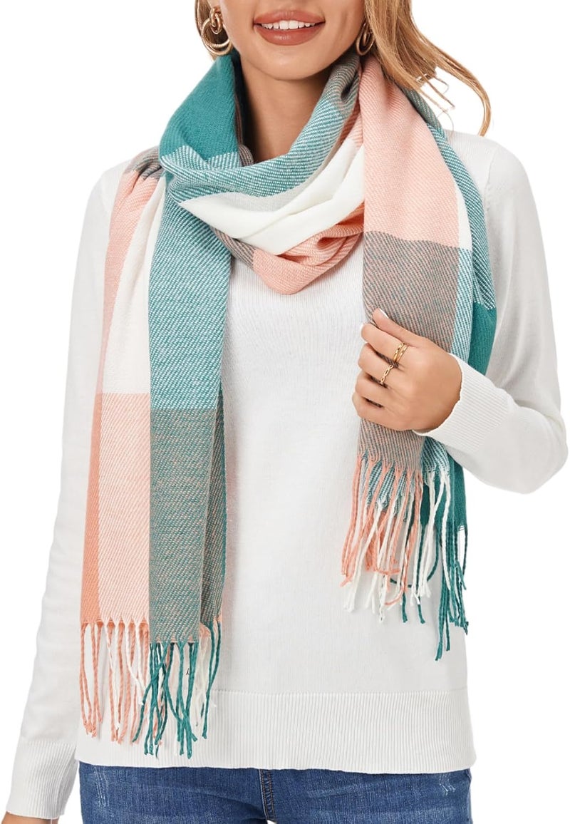 Fuinloth Women's Large Plaid Scarf Fashion Long Shawl Wrap for Winter Warm Lightweight - Image 1
